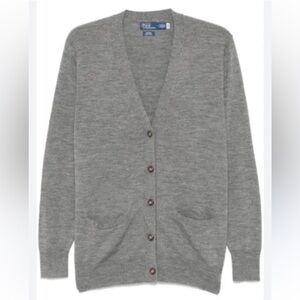 Polo Ralph Lauren grey washable cashmere cardigan sweater knit top NWT XXL